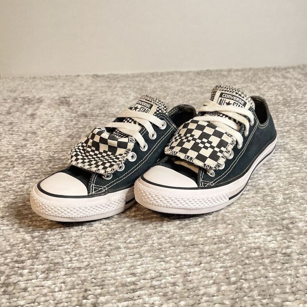 Converse Chuck Taylor All Star Low Top Double Tongue Sneaker Checker Gingham Sz7